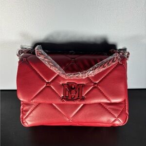 Badgley Mischka Red Quilted Shoulder / Crossbody Bag